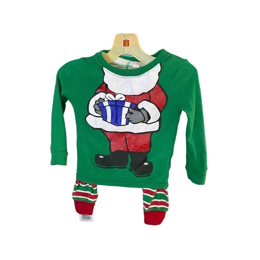 Kid Inc two piece Christmas, Santa striped pajamas, set size 18 months